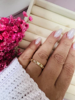 Anel Mini Corações Love Ouro 18k