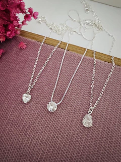 Colar Gota Cristal Prata