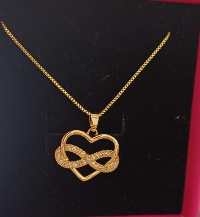 Colar Coração Infinito Microzircônias Ouro 18k