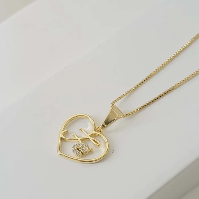Colar Coração Fé Ouro 18k