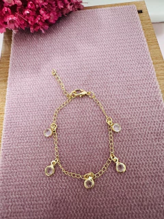 Pulseira Gotas Cristal Infantil Ouro 18k