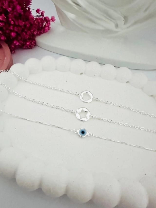 Tornozeleira Corrente com Estrela Banhada a Prata