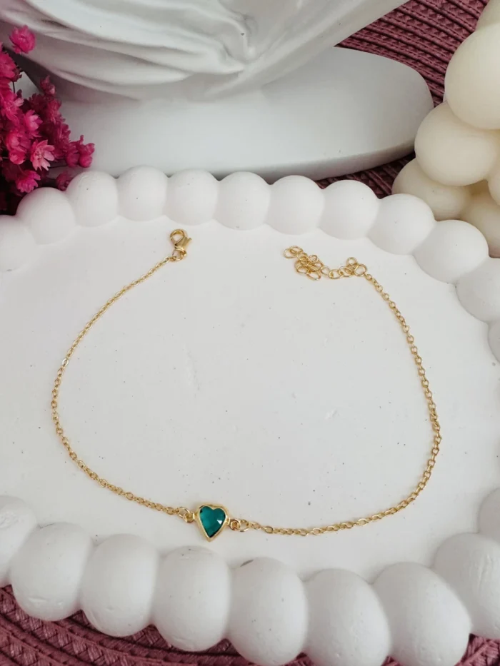 Tornozeleira Coração e Estrela em Zircônia Banhada a Ouro e Prata