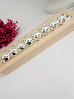 Argola Click Círculo com Zircônia Coração Banhada a Prata