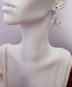 Brinco Argola Estrelado Mar Banhado a Prata