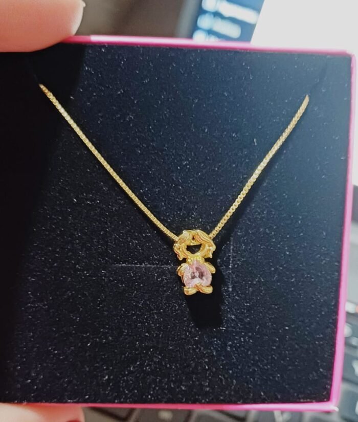 Colar Pingente Filhos com Zircônia Banhado a Ouro e prata