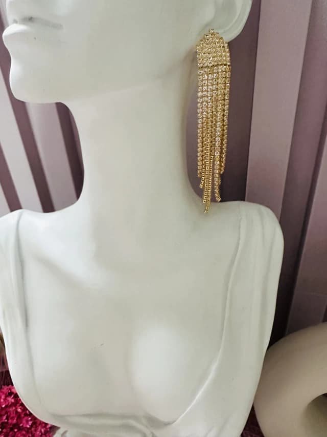 Brinco Festa com Zircônias Banhado a Ouro e Prata