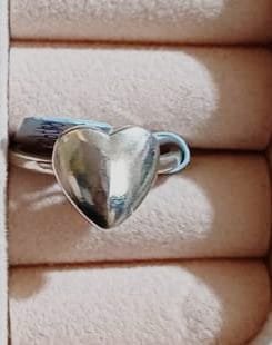 Anel Coração Grande Banhado a Prata