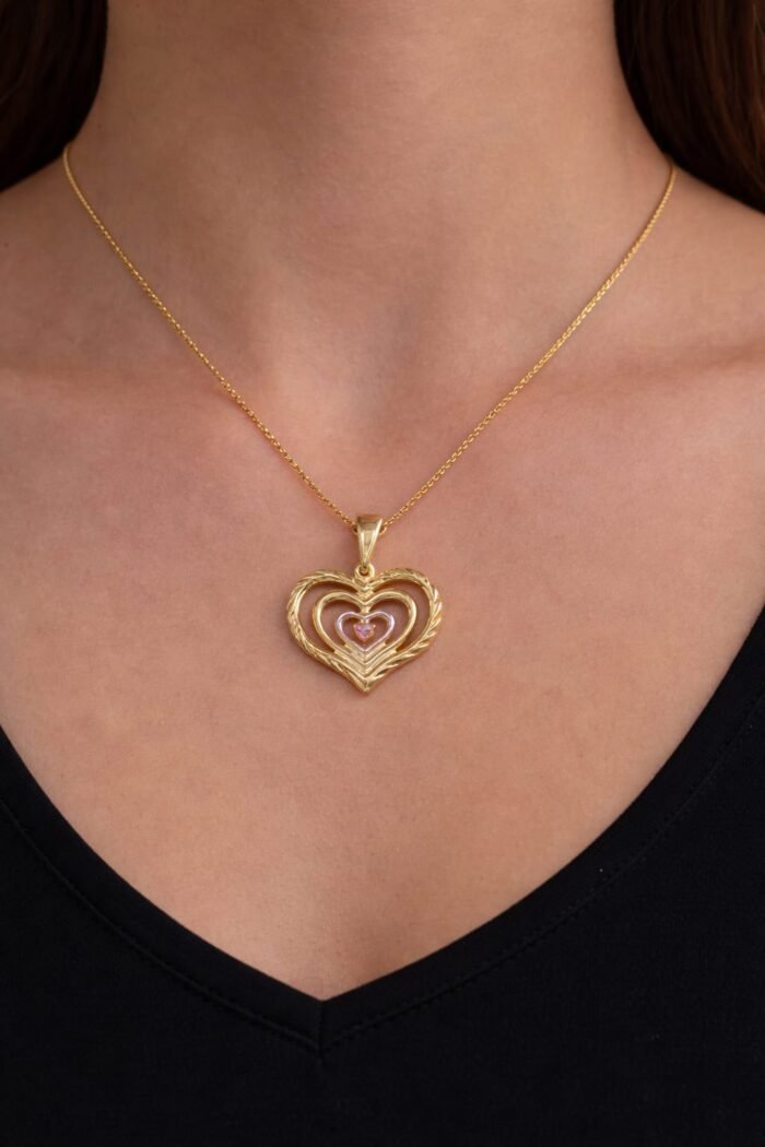 Colar Coração Contornado 3 Cores