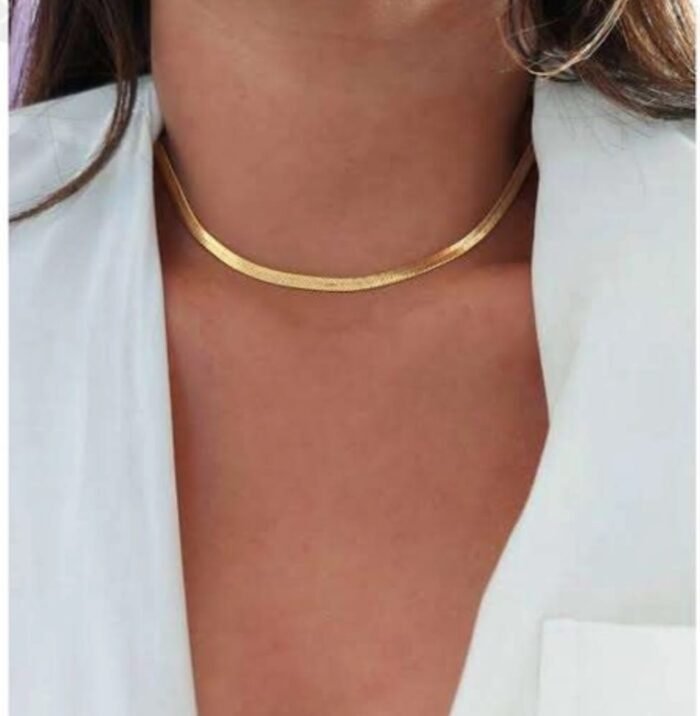 Choker Fita Laminada Banhada a Ouro e Prata