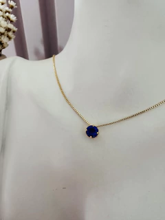 Colar Ponto de Luz Azul Marinho Ouro 18k