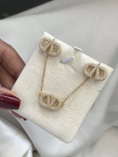 Conjunto V de Zircônias Ouro 18k