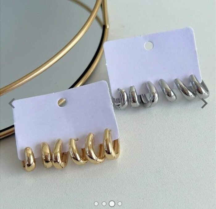 Trio de Argolas Lisas | Banhado a Ouro e Prata