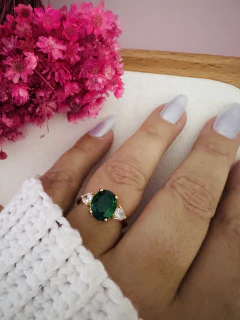 Anel Zircônia Grande Cravejado Luxo