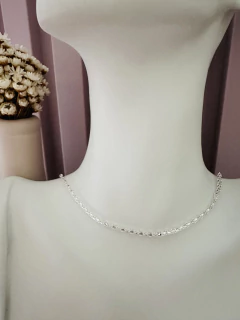 Choker Fina Diamantada em Prata