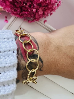 Pulseira Argolaria Luxo Banhada em Ouro