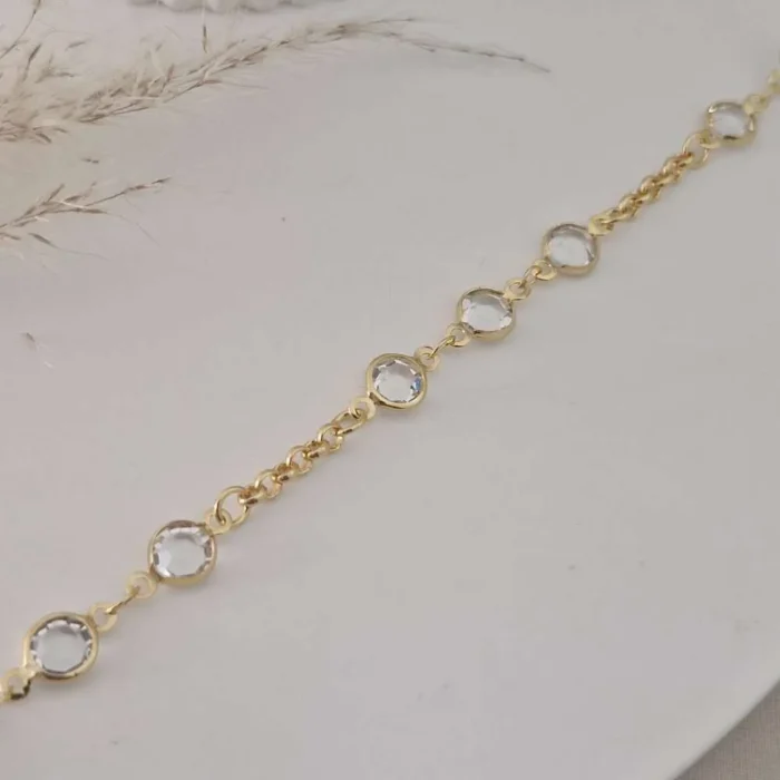 Pulseira de Gotas Cristal Banhada a Ouro 18K