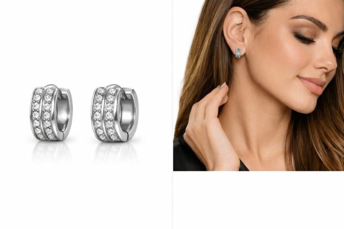 Argolinha 3 Fileiras de Zircônias Ouro 18K